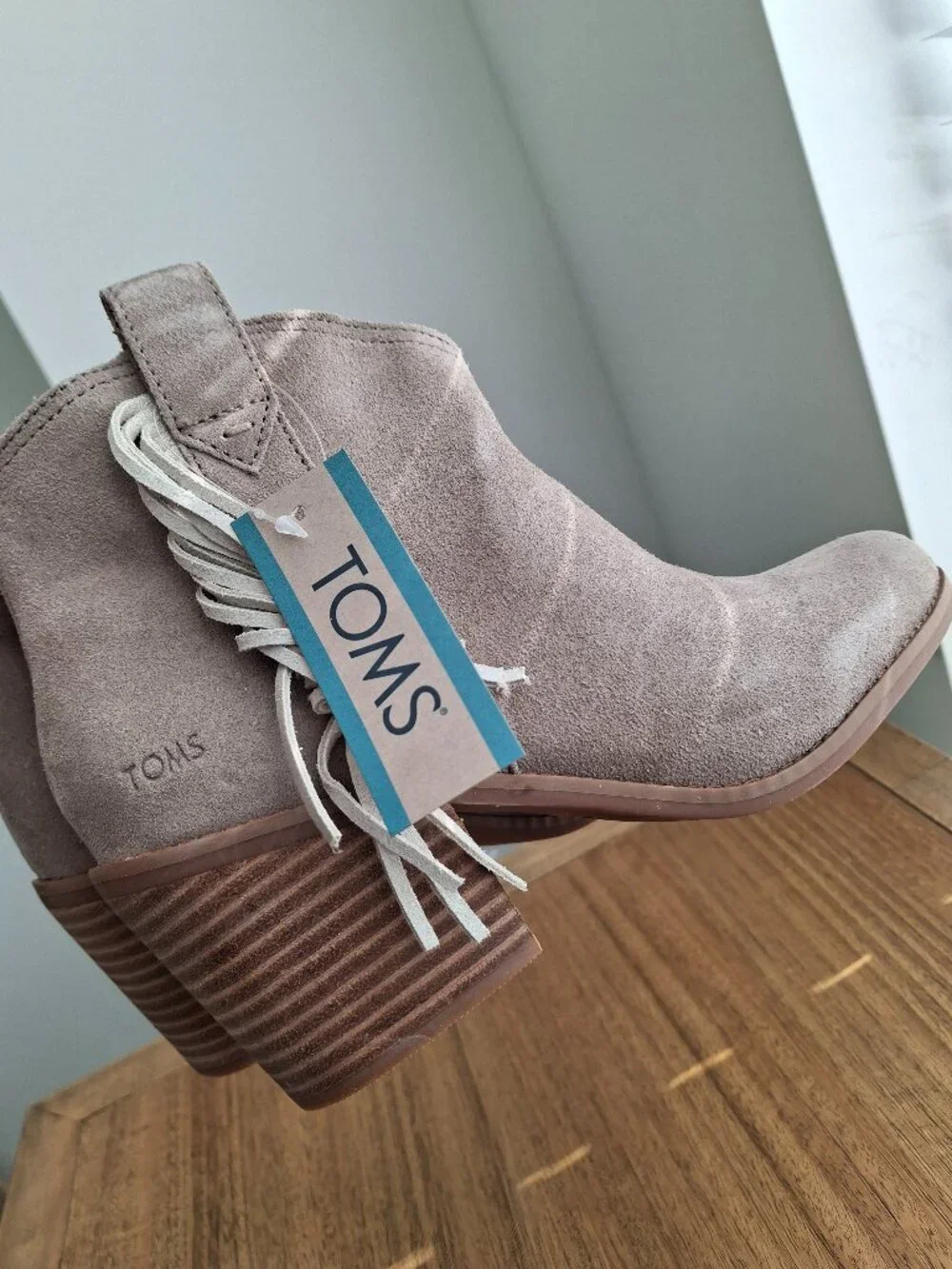 (New) Toms – Constance Heeled‎ Ankle Boots (Dune Suede/Fringe) / Women's 7.5